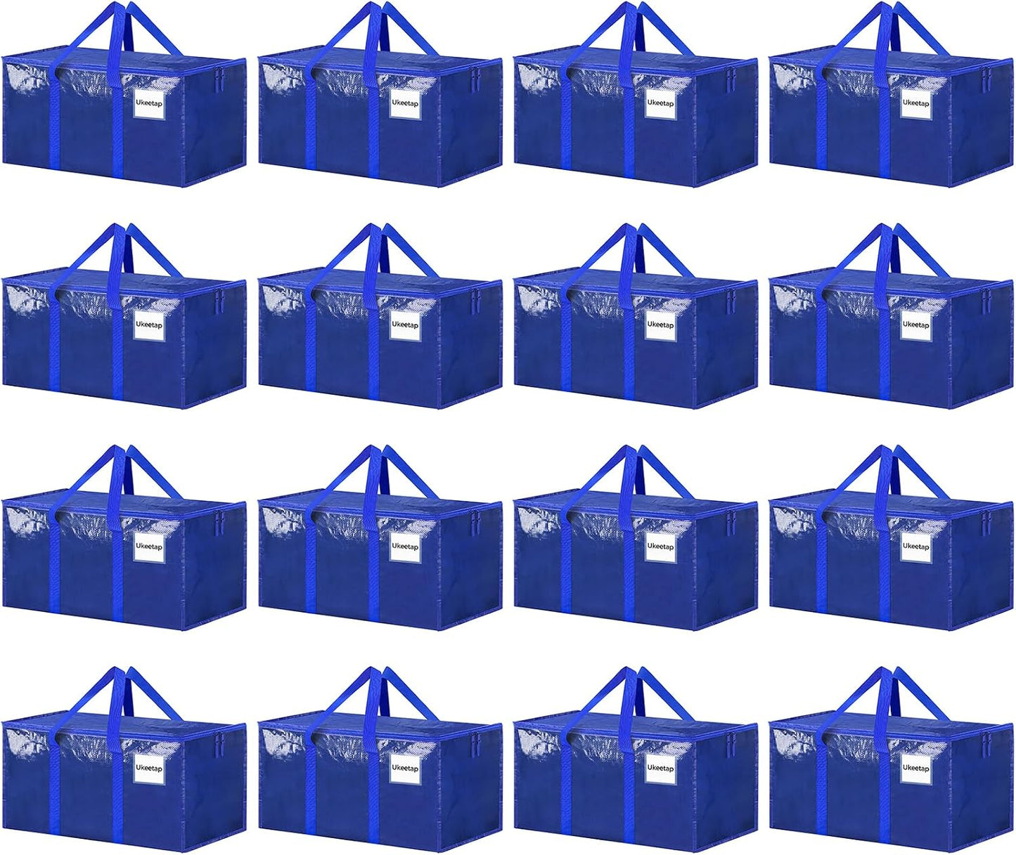 8 Pack Extra Large Heavy Duty Moving Bags, Clear Storage Bins with Lids, Reinforced Handles & Heavy-Duty Zippers Moving Boxes Storage Bags Totes for Clothes Packing, Dorms, College Supplies, Clear