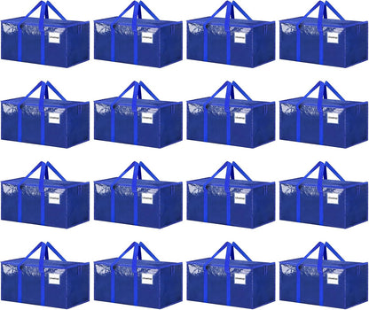 8 Pack Extra Large Heavy Duty Moving Bags, Clear Storage Bins with Lids, Reinforced Handles & Heavy-Duty Zippers Moving Boxes Storage Bags Totes for Clothes Packing, Dorms, College Supplies, Clear