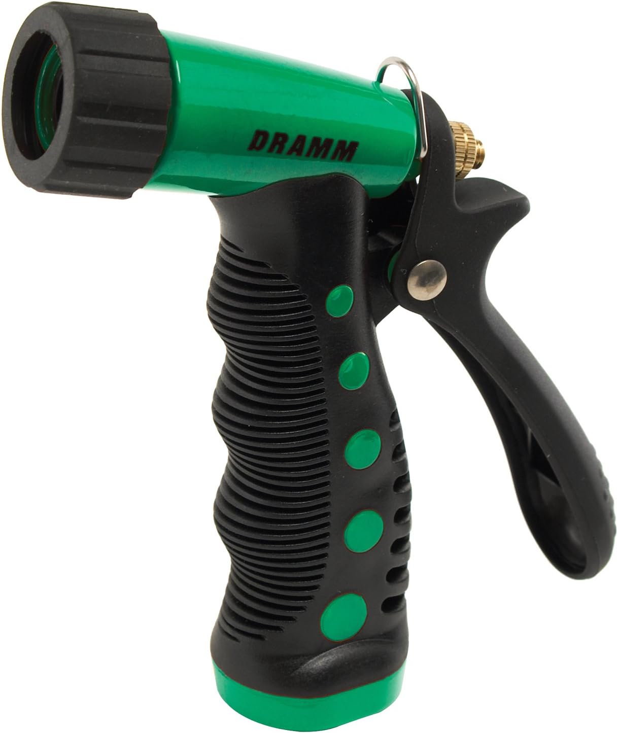 Dramm Revolver Heavy Duty Metal Garden Hose Nozzle – 9 Spray Patterns, High Pressure Jet, Thumb-Control Flow, Ergonomic Grip – Green