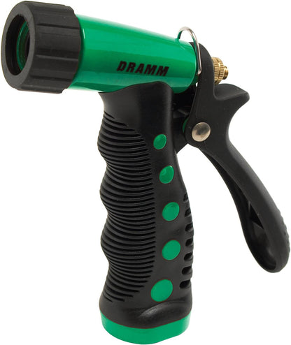 Dramm Revolver Heavy Duty Metal Garden Hose Nozzle – 9 Spray Patterns, High Pressure Jet, Thumb-Control Flow, Ergonomic Grip – Green