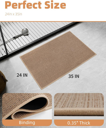 PADOOR Non-Slip Bath Mat With Rubber-Backing, Braided Absorbent Machine Washable Thin Rug for Bathroom Floor, Quick Dry, Fits Under Door, 17''x24'' Beige