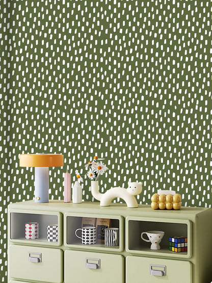 HAOKHOME Peel and Stick Wallpaper Boho Modern Dots Wall Paper Removable for Bathroom Caramel/White Contact Paper 17.3in x 9.8ft