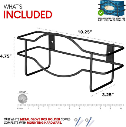 Stock Your Home Black Metal Glove Box Holder Wall Mount for Kitchen, Closet, Lab, Exam, Office, Tissue Shelf