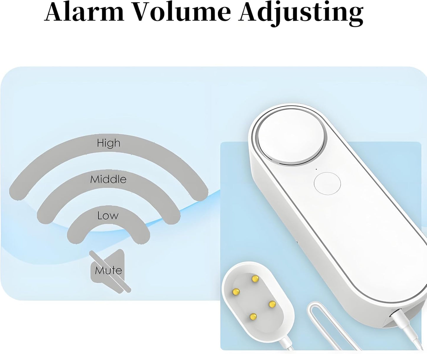 WiFi Water Level Detector Tuya Smart Sensor Alarm Dual Probe Loud Volume APP Alert Monitoring with 6.5 Feet Detection Line for Swimming Pool Fish Tank Aquarium