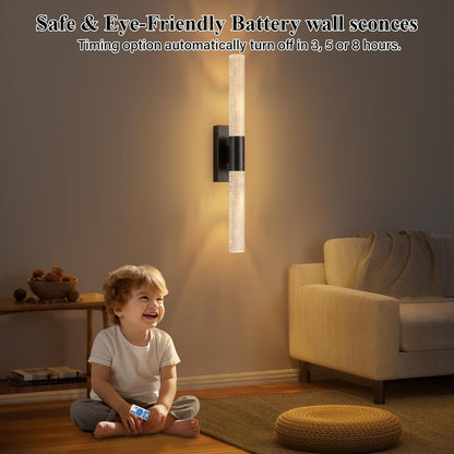 camuucci Battery Operated Wall Sconces Set of 2 Rechargeable Battery Powered Wall Light with 12000mAh Not Hardwired Dimmable Wall Lamp Fixtures for Bedroom Living Room Gold 15.3 Inches