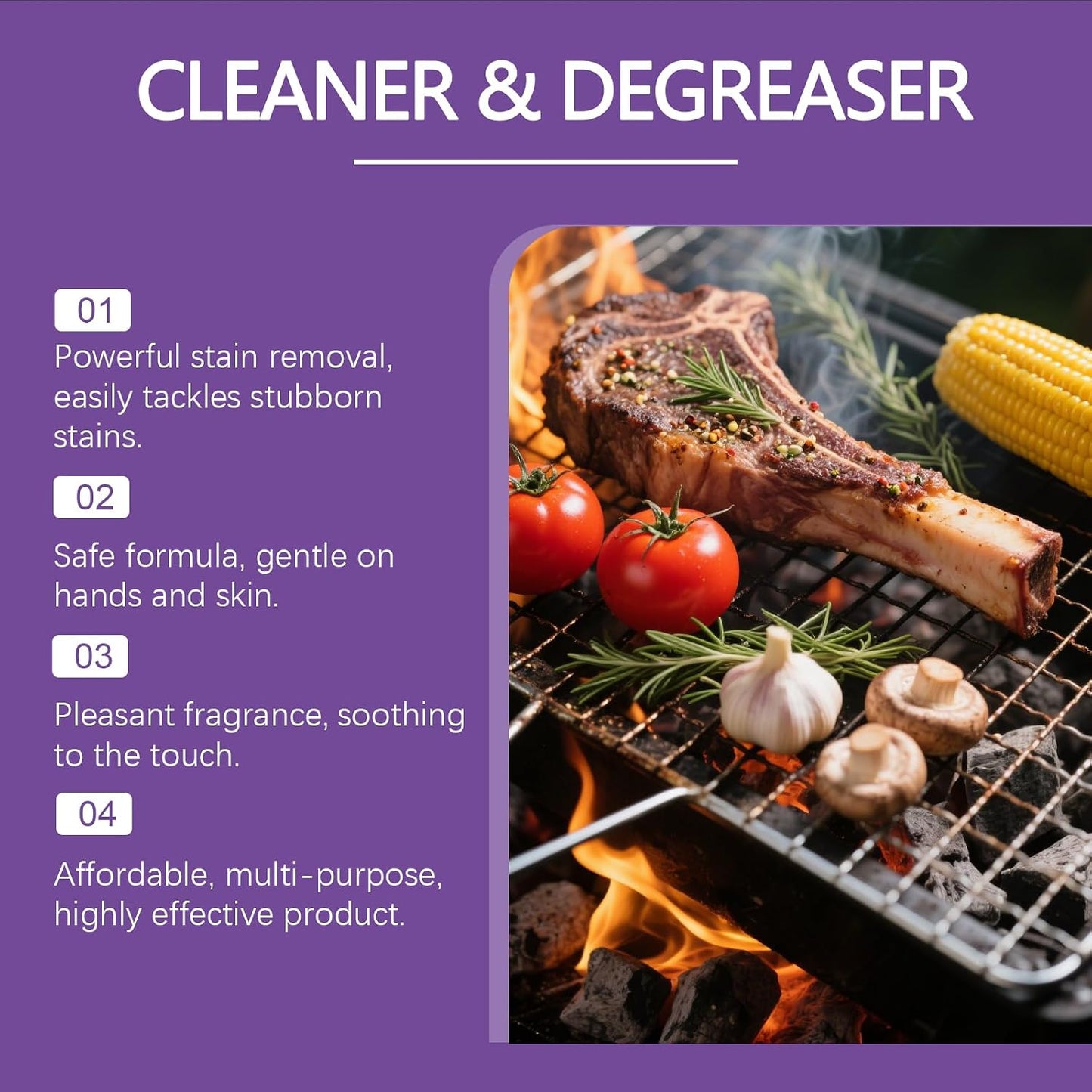 Fast-Acting Heavy-Duty Grill Degreaser Spray, BBQ Grill Cleaner for Burnt Food & Grease (1pcs)