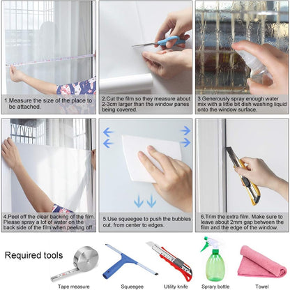 HIDBEA Frosted Window Privacy Film - Non Adhesive Static Cling Glass Stickers Sun UV Blocking Heat Control Door Covering Decals for Home Office, 23.6 x 78.7 Inch