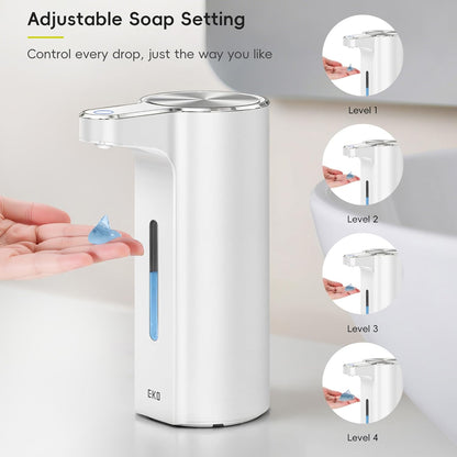 EKO Aroma 9 fl oz Automatic Liquid Soap Dispenser, Rechargeable & Water-Resistant Soap Dispenser for Kitchen and Bathroom with Adjustable Volume Control (Matte Black Steel)