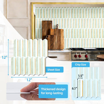 Art3d 12 x 12 Inch Heavy-Duty Peel and Stick Backsplash, Self-adhesive Wall Tiles for Kitchen Bathroom Decor, 10-Pack Dark Green
