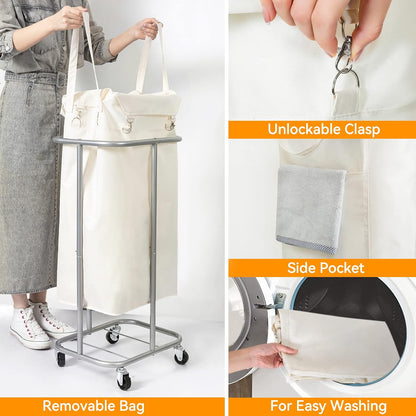WOWLIVE Laundry Hamper with Wheels 260L Rolling Laundry Basket 3 Section Organizer Laundry Cart with Steel Frame and Removable Bags Large Dirty Clothes Hamper Dorm Room Storage for Bedroom