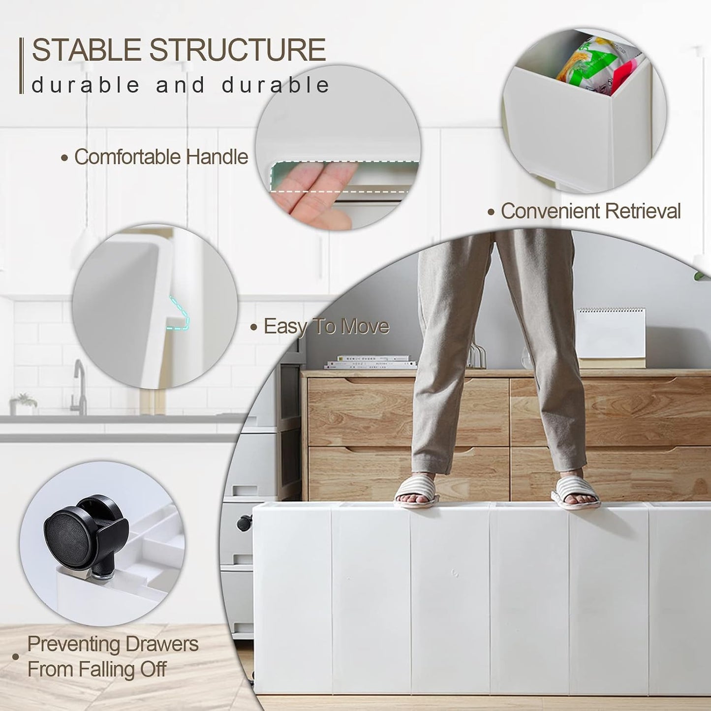 7in Narrow Slim Rolling Storage Cart, 4 Tier Kitchen Small Bathroom Storage Cabinet Beside Fridge Small Plastic Rolling Shelf with Drawers