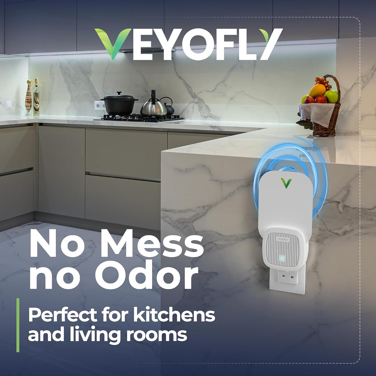 VEYOFLY Fruit Fly Traps for Indoors (1 Device + 2 Refills), Gnat Trap Indoor Plug in, Bug Traps, Flying Insect Trap, Gnat Traps for House Indoor, Fly Trap Indoor for Home Bug Light, Gnats Catcher