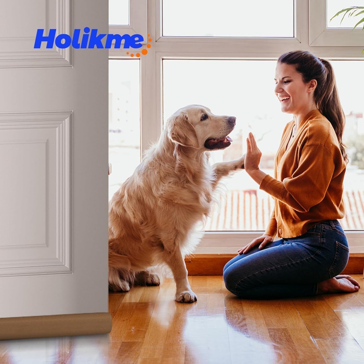 Holikme Door Draft Stopper Door Sweep Weather Stripping Noise Blocker Window Breeze Blocker Adjustable Draft Door Closers, Grey