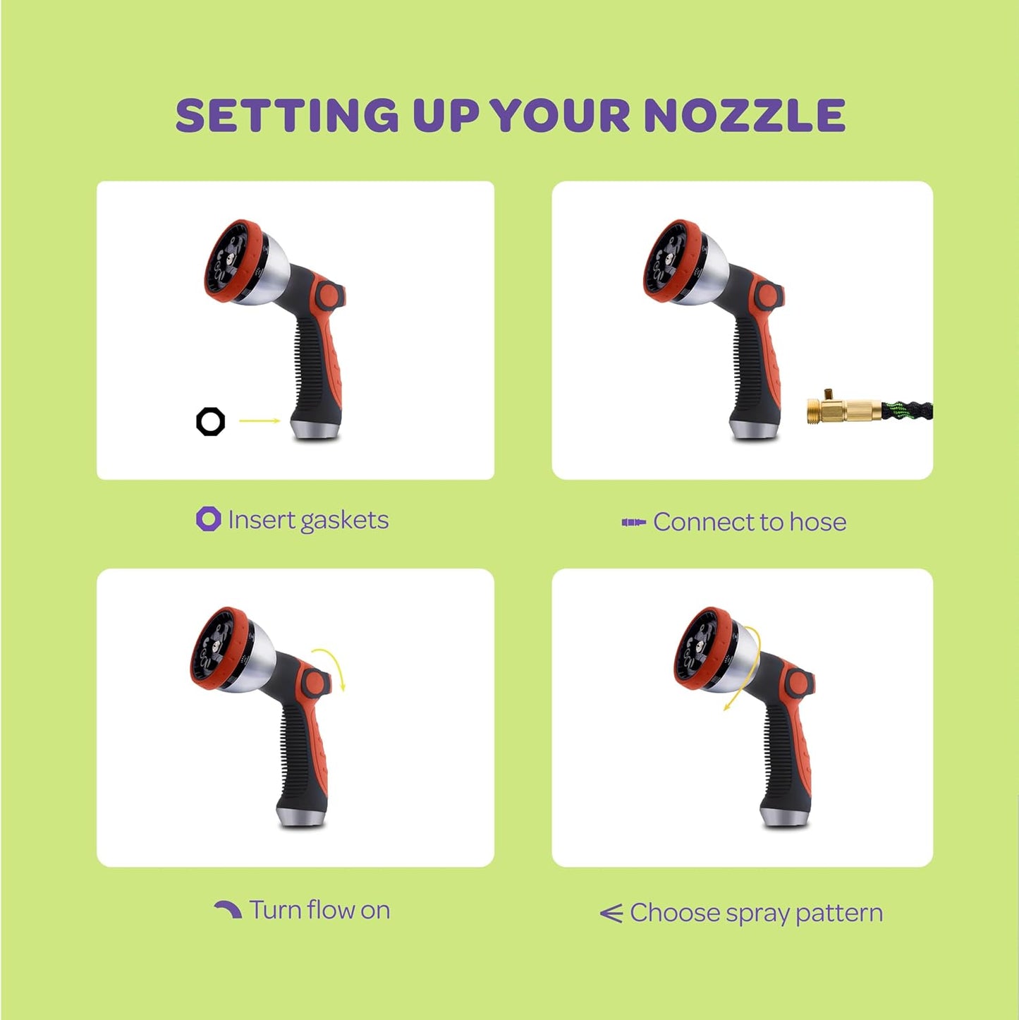 Hose Nozzle [Blue] Heavy Duty Hose Sprayer With 10 Adjustable Watering Patterns. Thumb Control Design, Comfortable Ergonomic Grip, Garden Hose Nozzle for Watering Plants & Lawns/Fun showers/Cleaning
