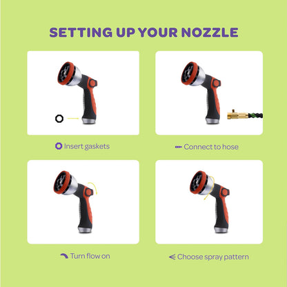 Hose Nozzle [Blue] Heavy Duty Hose Sprayer With 10 Adjustable Watering Patterns. Thumb Control Design, Comfortable Ergonomic Grip, Garden Hose Nozzle for Watering Plants & Lawns/Fun showers/Cleaning