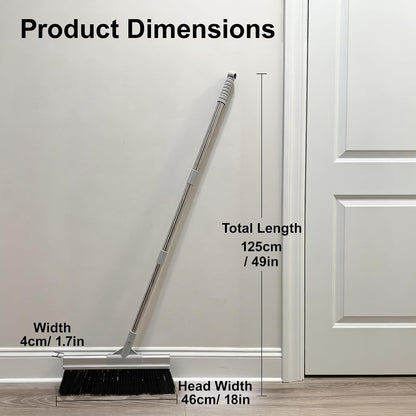 CTIME 50 Inch Heavy Duty Outdoor Angle Broom, 18 Inch Wide Stiff Bristles | Features a 60° angled aluminum head & stainless steel handle. 4 rows of stiff bristles perfectly sweep garage, Patio, Porch