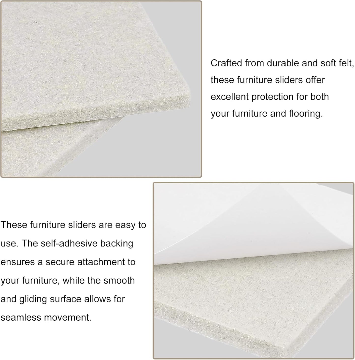 uxcell Furniture Pads, 24Pcs 1.5" - Square Self Adhesive Felt Furniture Pads, Floor Protectors for Furniture Feet Chairs Legs Hardwood Floors (Black)
