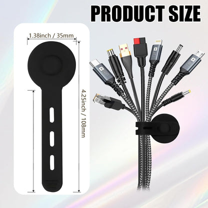 12Pcs Silicone Cable Straps, Self Adhesive Cable Management Under Desk, Reusable Cable Clip, Wire Organizers for Cords, Cord Holder for Home, Kitchen, Office, Bedroom, Car (Black)