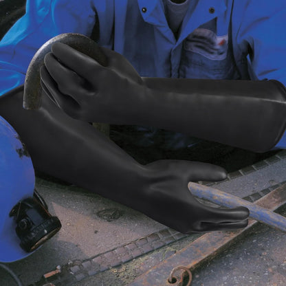 24" Chemical Resistant Glove, Reusable Heavy Duty Long Rubber Gloves, Long Waterproof Dishwashing Gloves, Industrial Safety Gloves for Men