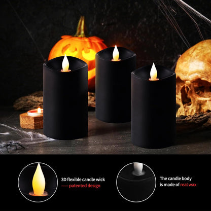 3x3 Flickering Flameless Candles Set of 2, 2AA Battery Life 600 Hours Battery Candles Flickering with Timer,3 inch Flameless Candles with Remote for Indoor/Outdoor, Ivory