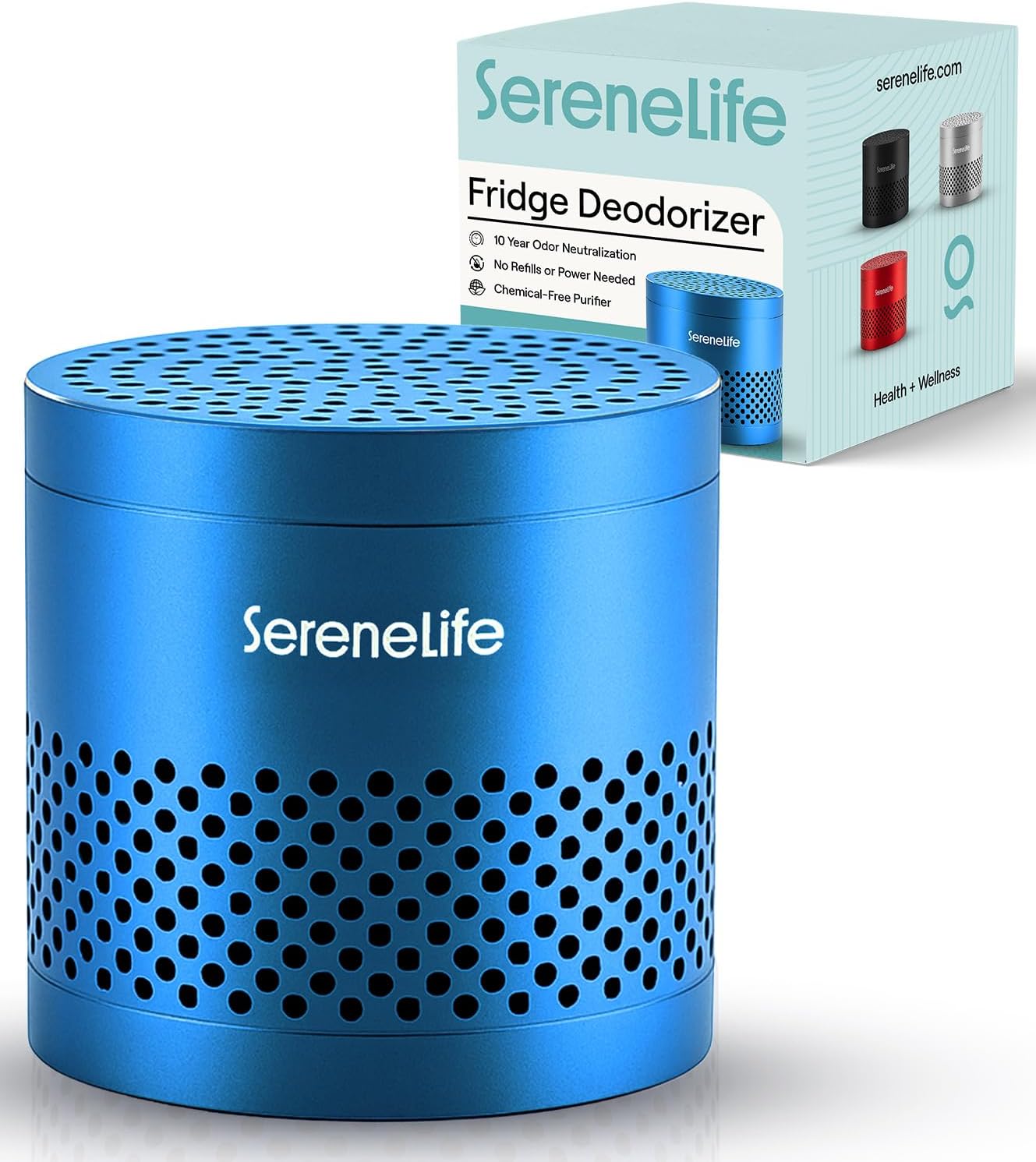 SereneLife Fridge Deodorizer & Odor Eliminator, Multi-Use Refrigerator Deodorizer Aluminum Pod for Freezer, Closet, Car, Shoes & Enclosed Spaces, Compact, Reusable & Lasts Up to 10 Years (Gray)