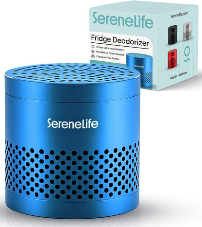 SereneLife Fridge Deodorizer & Odor Eliminator, Multi-Use Refrigerator Deodorizer Aluminum Pod for Freezer, Closet, Car, Shoes & Enclosed Spaces, Compact, Reusable & Lasts Up to 10 Years (Gray)