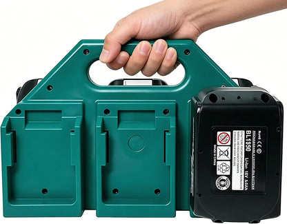 6-Slot Battery Carrying Holder for Makita 18V & 14.4V, Batteries Tool Case Storage Organizer Rack for Makita, Portable and Rugged Battery Caddy with Handle for Jobsite and Mount Bag Use