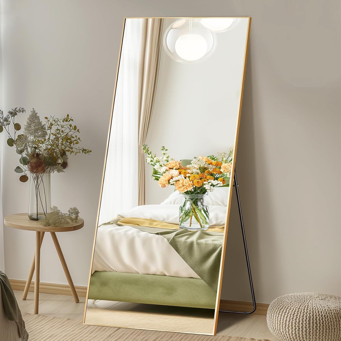 DUMOS 64"x21" Full Length Mirror, Full Body Mirror, Black | Aluminum Alloy Thin Frame, Leaning or Hanging, Suitable for Bedroom, Livingroom, Cloakroom
