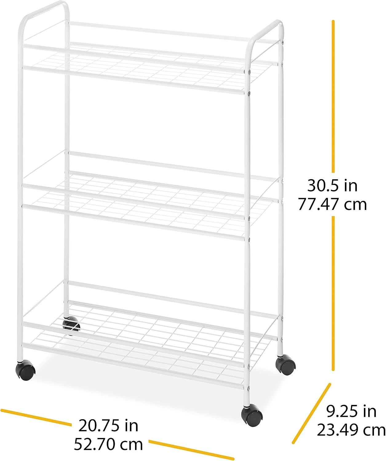 Whitmor Slim Rolling Household Cart - White 30.50 x 9.25 x 20.75