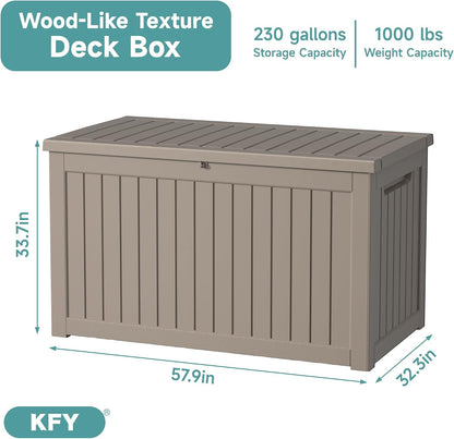 320 Gallon Waterproof Outdoor Storage Box, UV Resistant Resin Deck Box with Hydraulic Rod for Reinforced Stability, Perfect for Patio, Garden, and Pool（Black，320 Gallon）