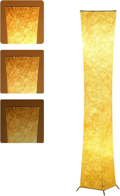 chiphy Floor Lamp, Dimmable 61" Tall Standing Lamp, 3 Levels Adjustable Brightness 12Wx2 LED Bulbs, Column Floor Light w/White Fabric Shade, Home Decor for Living Room, Bedroom, Kids Room