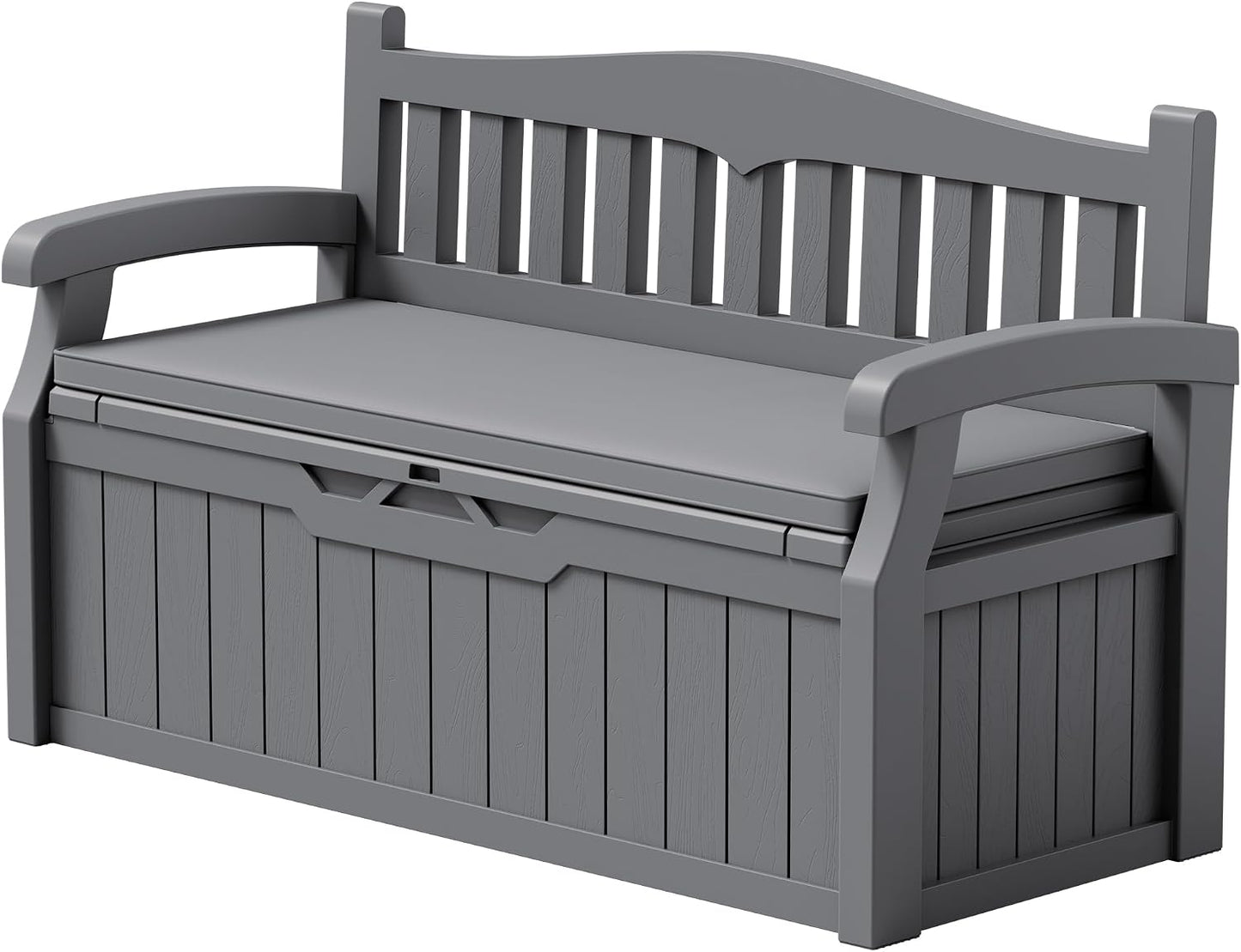 Devoko 80 Gallon Storage Bench Deck Box Lockable for Patio Furniture, Garden Decor and Outdoor Seating for Cushions, Garden Tools and Pool Supplies (Black)