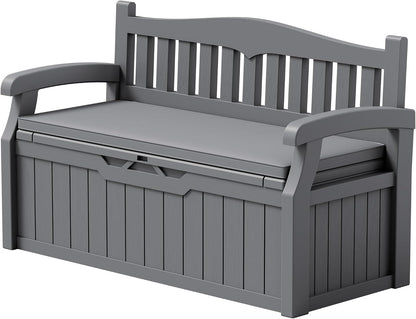 Devoko 80 Gallon Storage Bench Deck Box Lockable for Patio Furniture, Garden Decor and Outdoor Seating for Cushions, Garden Tools and Pool Supplies (Black)