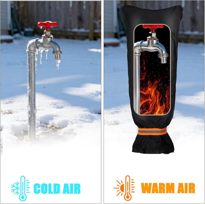 2 Pack Outdoor Faucet Covers for Winter, 6.7" W x 8.3" H Outdoor Water Faucet Cover Socks for Winter Freeze Protection Pipe Reusable Waterproof Insulated Spigot Covers with Reflective Strips, Black