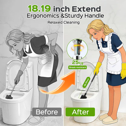 HAMITOR Toilet Plunger and Brush Set: Bathroom Powerful Cleaning Round Bristle Brush - Stainless Steel Heavy Duty Unclogging and Bowl Brush Combo - Compact Home Apartment Restroom Decor Accessories