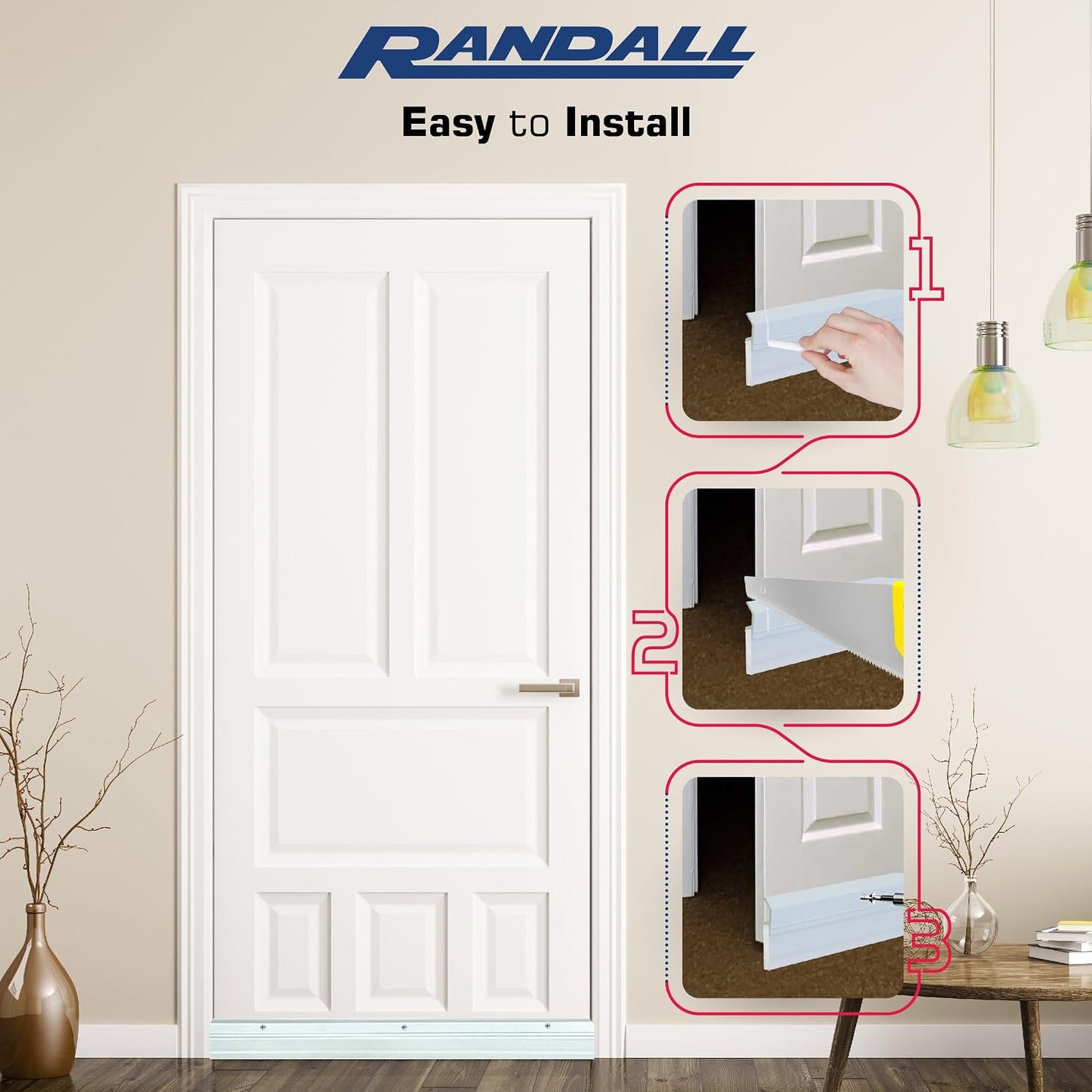 Randall Manufacturing V-63-BR All-Season Door Sweep, Heavy Duty Aluminum, Ideal for Residential & Commercial Use, Easy Installation with Heavy Rubber Seal, Ensure Comfort and Security (3 FT, Brown)