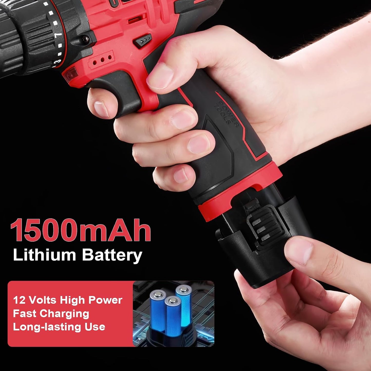Cordless Drill Tool Set: 12V Power Drill Tool Kit with Battery & Charger, 25+1 Torque Setting, Portable Household Basic Drills Case for Men & Women, 2-Speed Electric Drill Set, 142 Piece, Green