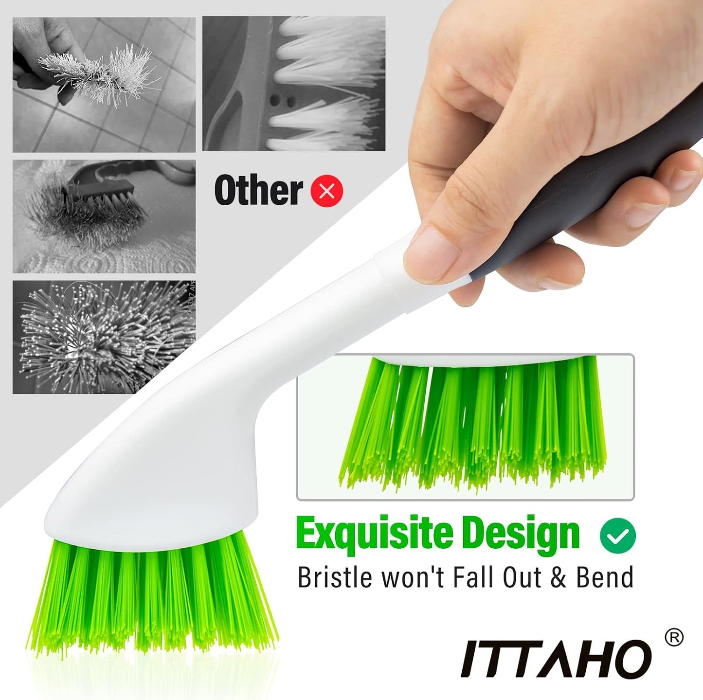 Grout Brush with Long Handle & Groove Gap Scrub Brush, Grout Cleaning Brush,V-Shape Grout Scrub Brush,Grout Cleaner Brush for Bathroom,Tile,Baseboard, Kitchen, Space Window Track, Corner