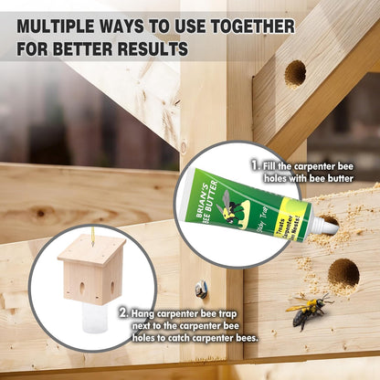Carpenter Bee Trap for Outside - Pentroof Style Nature Hanging Wood Carpenter Bee Traps Outdoor - Best Bee Trap - Insect Traps with Removable Vault
