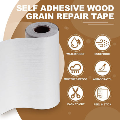 PATIKIL Self Adhesive Wood Grain Repair Tape 33'x 3", Multi-Use Realistic Wood Grain Repair Patch for Furniture Floor Door Table Chair Windows Handicraft DIY, Yellow Teak