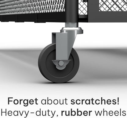 Under Bed Storage with Wheels – Heavy Duty Large Metal Storage Container (70lb Load), Low Profile Rolling Organizer with Removable Rubber Wheels, Easy Access for Clothes, Shoes & Blankets