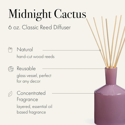LAFCO New York Classic Reed Diffuser, Sea & Dune - 6 oz - Up to 3 Months Fragrance Life - Reusable Glass Vessel - Natural Wood Reeds - Made in The USA