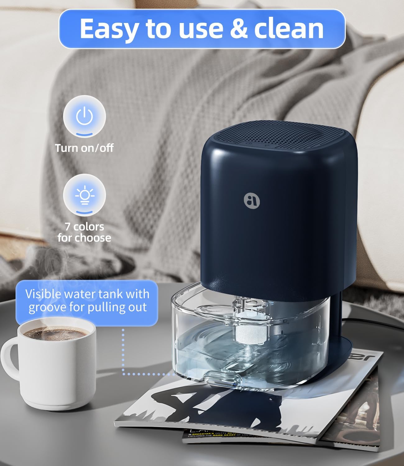 Dehumidifier, 35 OZ Small Dehumidifiers for Bedroom for Home, Quiet with Auto Shut Off, Dehumidifiers for Bedroom (280 sq. ft), Bathroom, RV, Closet, Grey