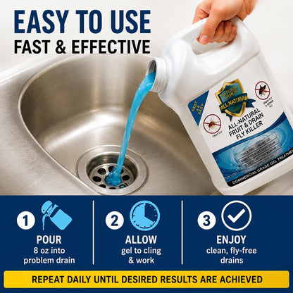 Natural Armor Drain Fly & Fruit Fly Killer (128oz Gallon) | Eliminates Gross Fruit, Drain, Sewer & Gnat Infestations from Any Drain - Simple, Easy to Use - Sewer & Septic Safe