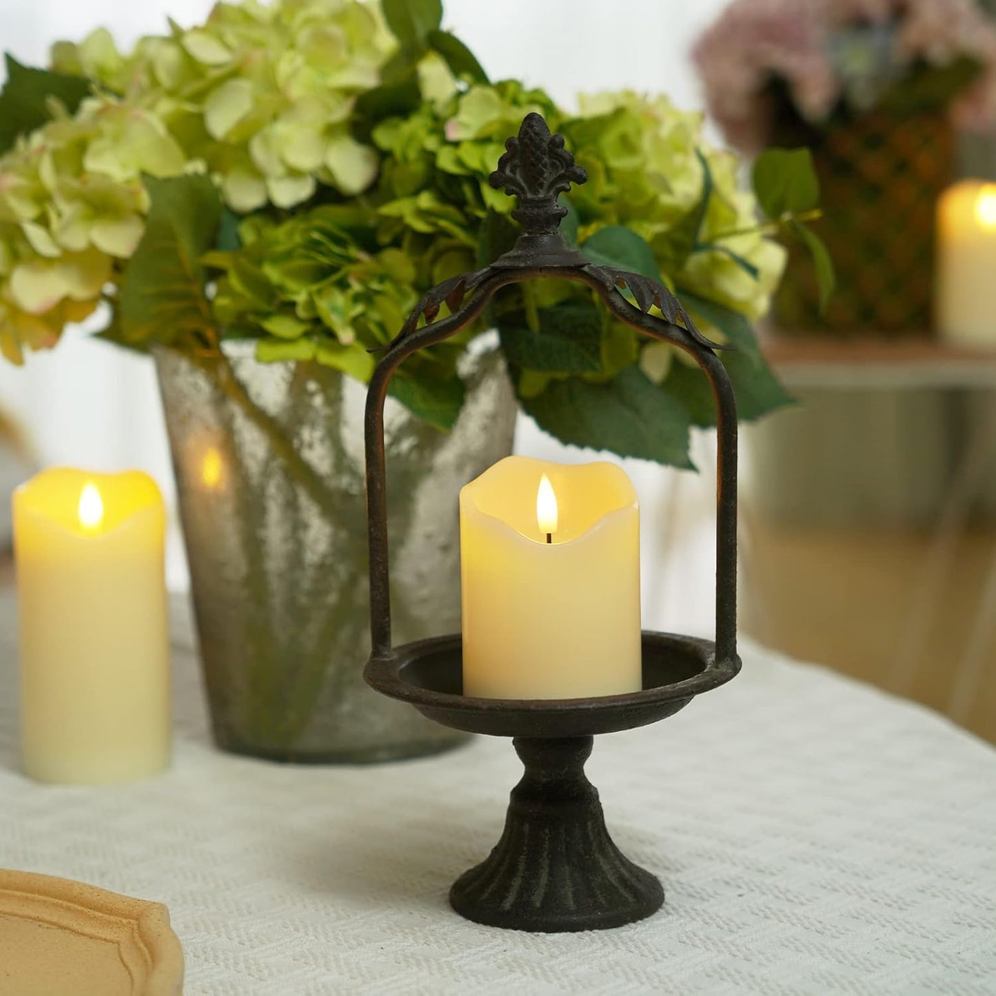 Homemory Dripping Wax Flameless Candles, Battery Operated Candles with Remote Control and Timers, LED Pillar Candles, Electric Fake Candles, 3" x 6", Set of 2
