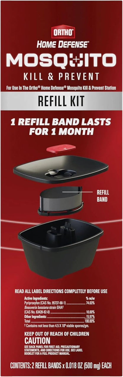 Ortho Home Defense Mosquito Kill and Prevent - Controls Mosquitoes and Larvae, Silent, Easy-to-Use, Mosquito Killer Protects up to 4,300 sq. ft., 1 Station & 2 Bands for 2 Months Protection