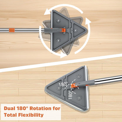 UIMO Wall Cleaner Mop with 94" Long Handle, 2-in-1 Triangle & Rectangle Head with Squeegee, 10 Washable Pads, Baseboard Cleaner Tool for Walls Scrubber, Ceilings, Windows, Glass, Fans, Doors, Corners