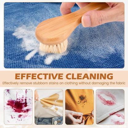 Natural Boar Bristle Laundry Stain Brush, Dorm Room Essential for College Students, Gentle on Fabrics & Tough on Stains, Safe for Clothes Without Damage