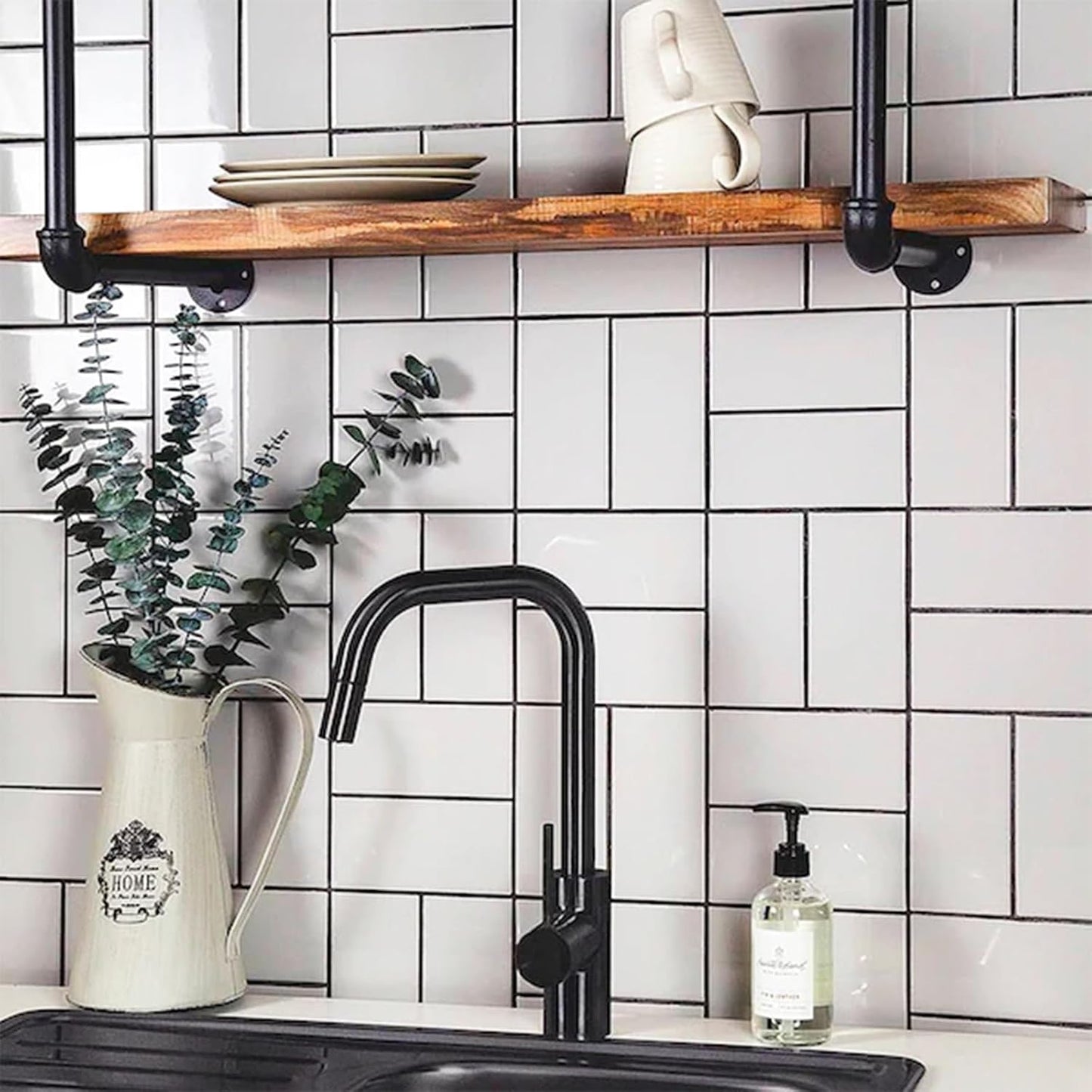 100-Piece Faux Stone Peel and Stick Backsplash Tile, Waterproof Thick PVC Stick On Subway Wall Tile for Kitchen Bathroom Laundry Room Fireplace - 3" x 6", Tan Wood