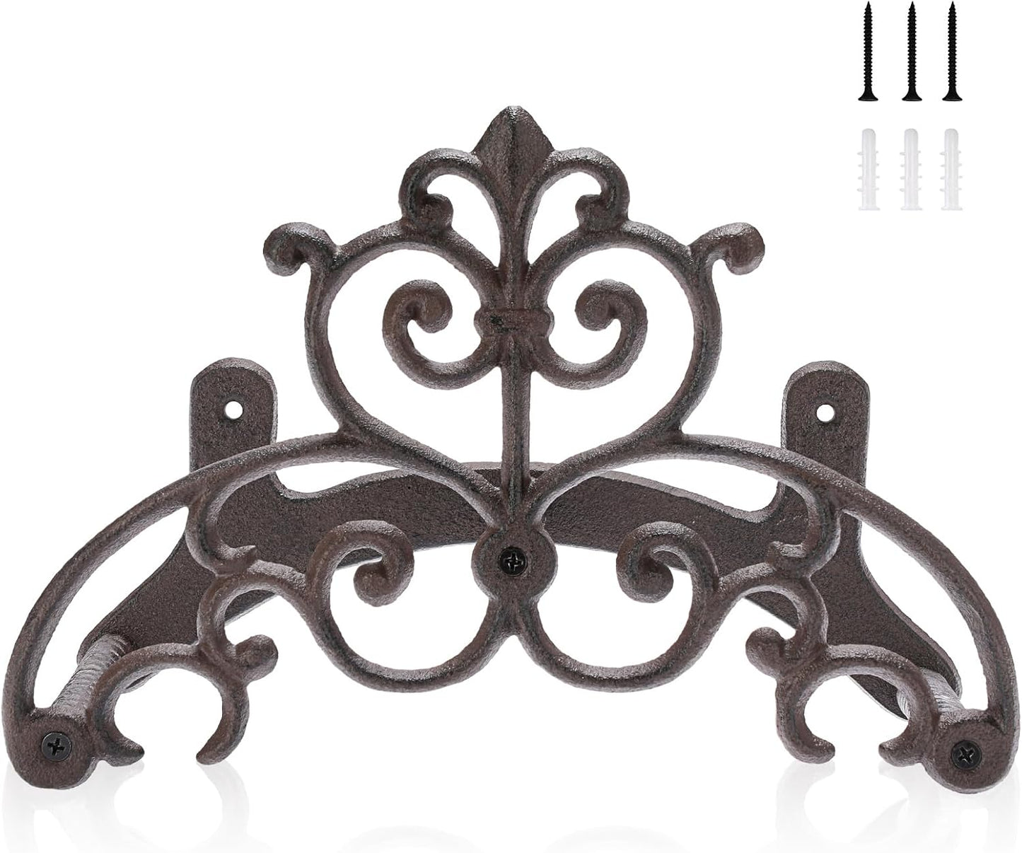 OwnMy Cast Iron Garden Hose Holder Heavy Duty Wall Mount Water Hose Reels Holder, Decorative Water Hose Hanger Garden Hose Storage Organizer Rack for Outdoor Lawn Yard, 10"L x 4.7"W x 6.5"H